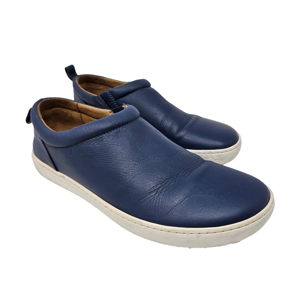Birkenstock Navy Blue Leather Slip On Sneakers Shoes 40 L Made in Portugal